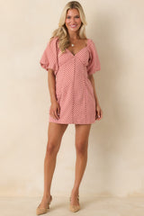 MINKPINK Paloma Coral Pink Stripe Cotton Linen Mini Dress