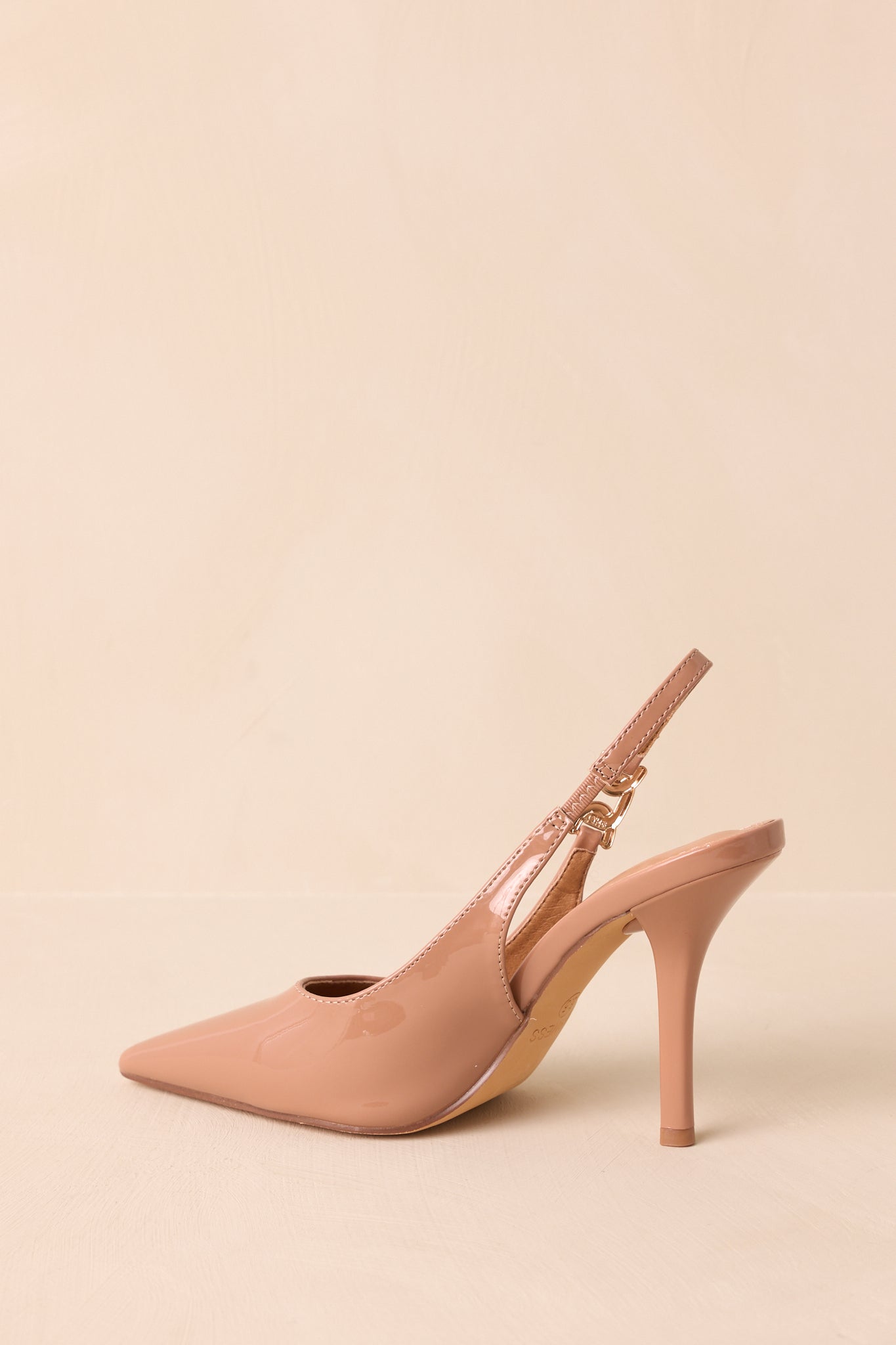 Have It All Light Mocha Patent Pointed Toe Slingback Heels