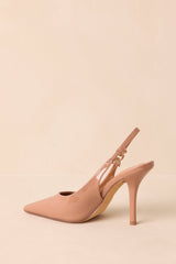Have It All Light Mocha Patent Pointed Toe Slingback Heels