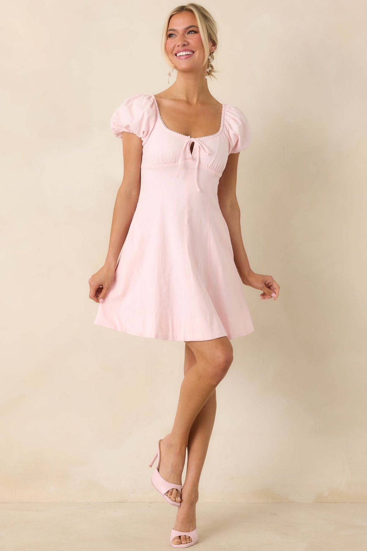 Love Is In the Air Peony Pink Cotton Peasant Mini Dress