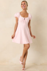 Love Is In the Air Peony Pink Cotton Peasant Mini Dress