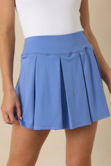 Game, Set, Glow Periwinkle Blue Stretch Pleated Mini Skort