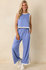 In Good Form Periwinkle Stretch Knit Contrast Trim Pants