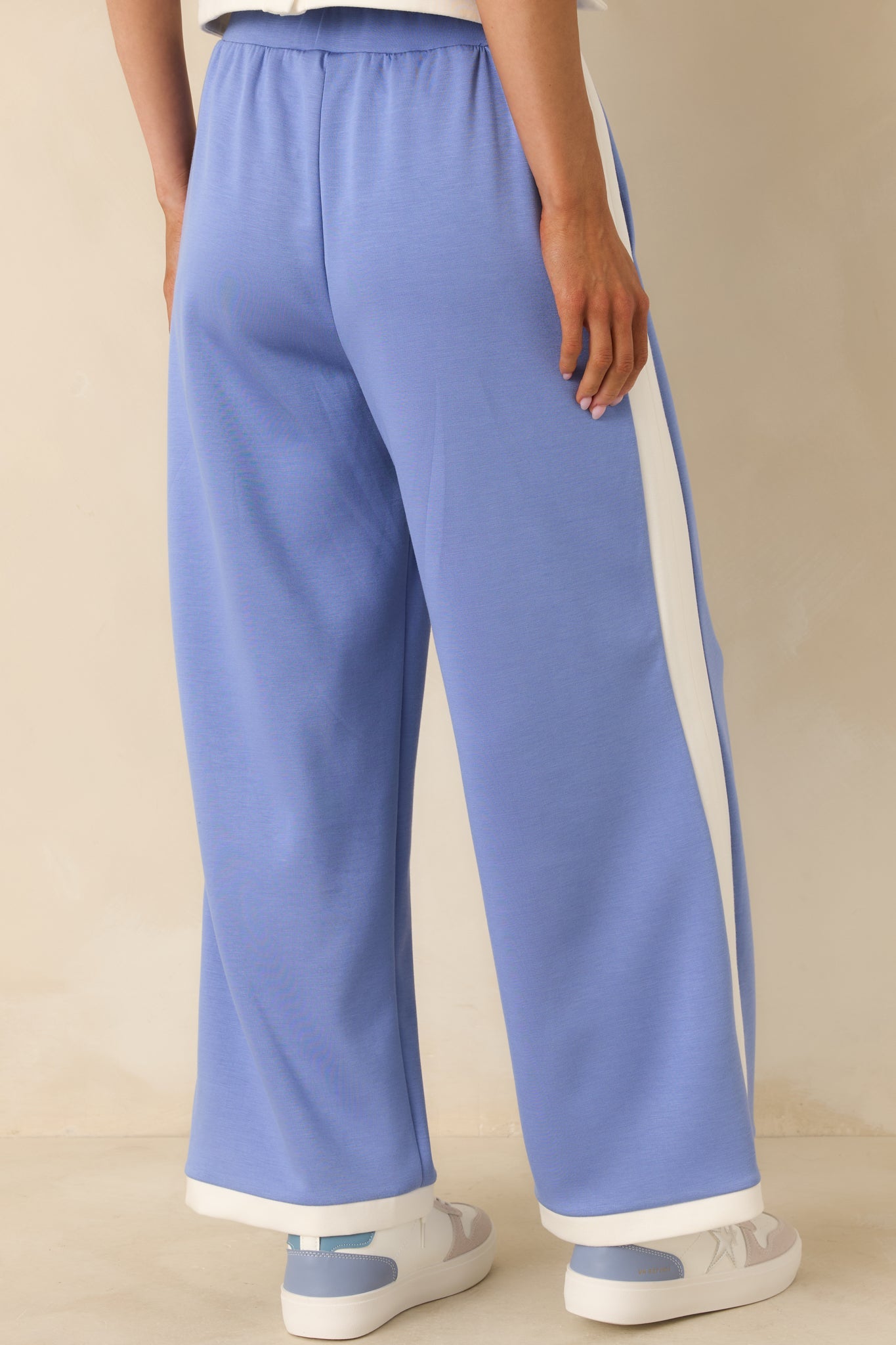 In Good Form Periwinkle Stretch Knit Contrast Trim Pants