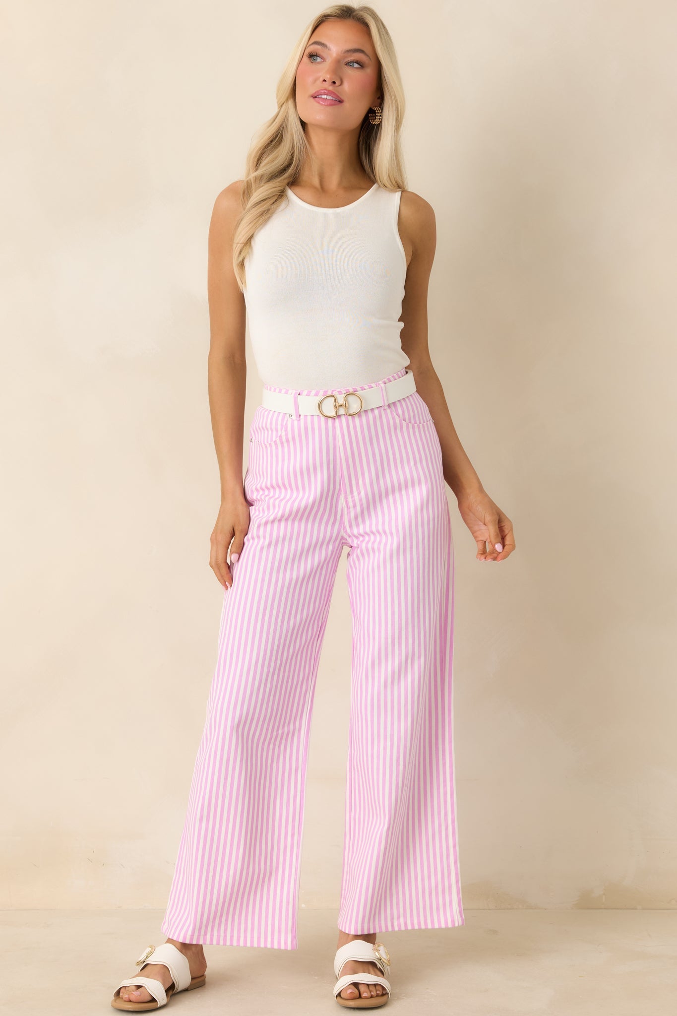 Let's Get Noticed Pink Stripe Cotton Pants