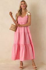 The Felicity Pink Coral Cotton Midi Dress