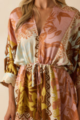 I'll Lead The Way Pink Coral Patchwork Print Mini Dress