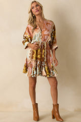 I'll Lead The Way Pink Coral Patchwork Print Mini Dress