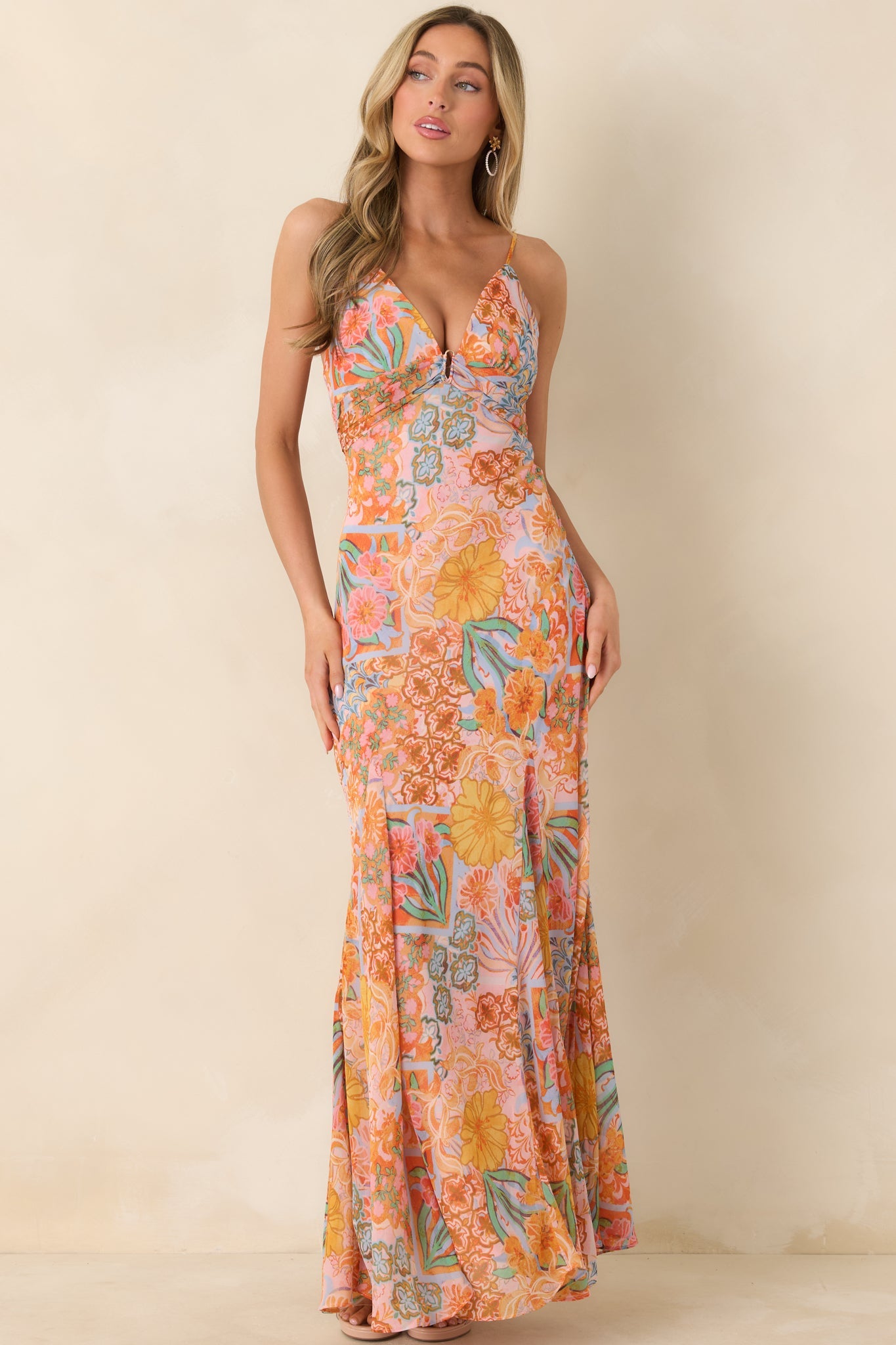 Sunshine of My Love Pink Multi Floral Print Chiffon Maxi Dress