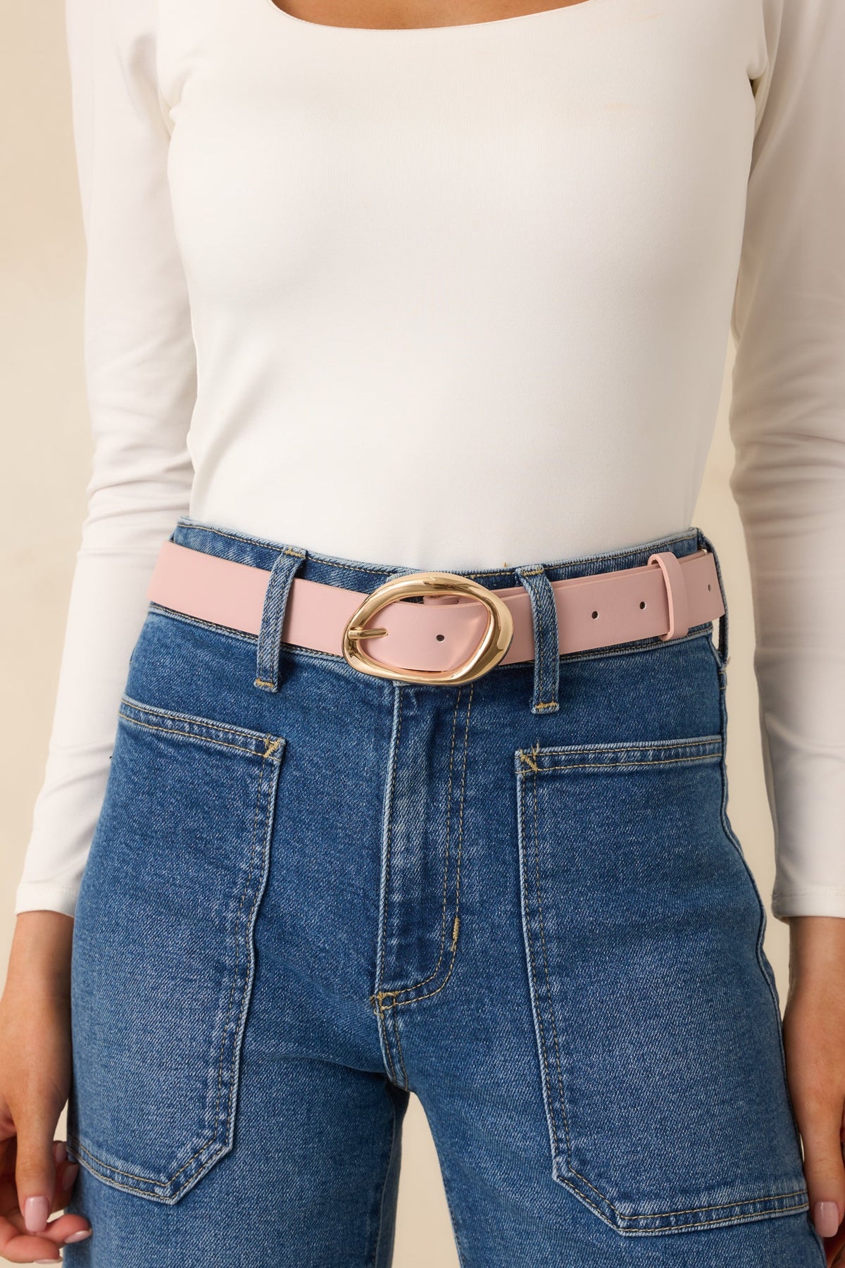 Out Of Sight Light Pink Faux Leather Belt