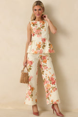 Grace in Motion Pink Floral Print Cotton Peplum Top