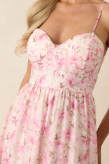 Love Me Softly Pink Floral Bustier Maxi Dress