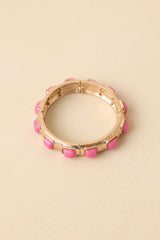 Rosy Reflections Pink & Gold Stretch Bracelet
