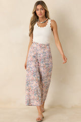 Art in Motion Pink Multi Floral Cotton Wide Leg Pants