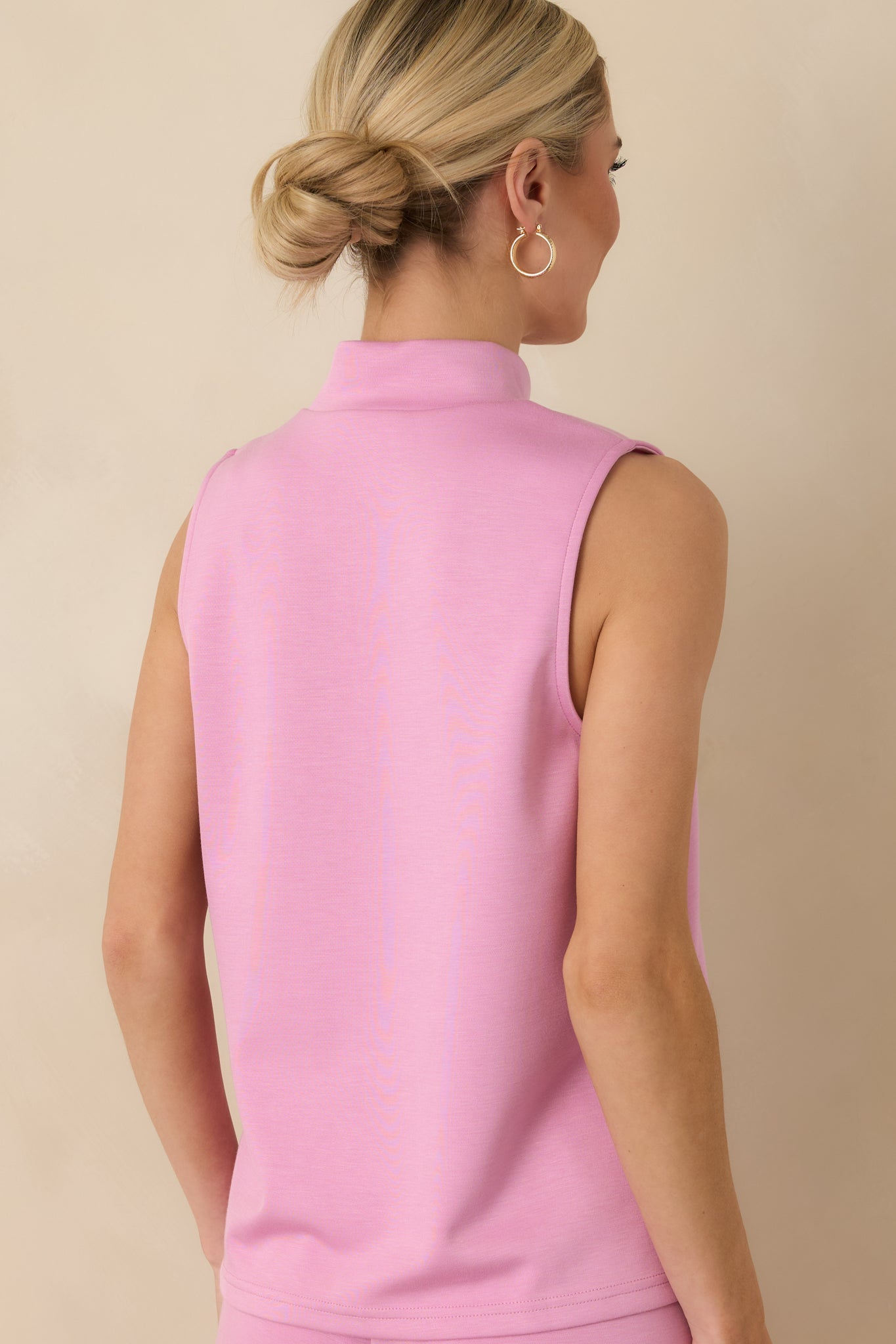 Ready to Jet Petal Pink Sleeveless Mock Neck Tank Top