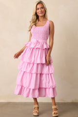 On Cloud Nine Pink Stripe Cotton Ruffle Maxi Dress