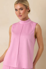 Ready to Jet Petal Pink Sleeveless Mock Neck Tank Top