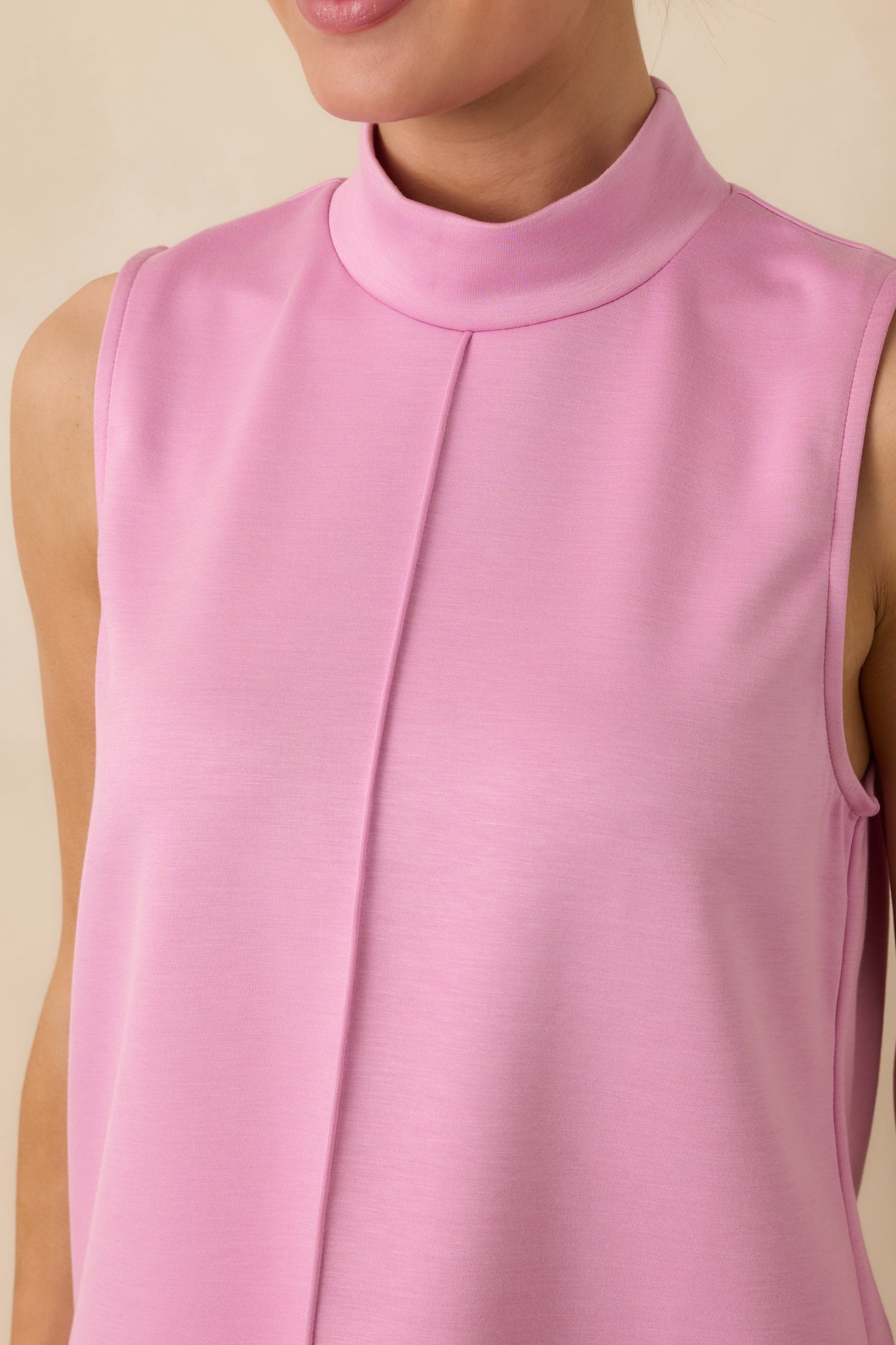 Ready to Jet Petal Pink Sleeveless Mock Neck Tank Top