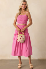 Life Can Surprise You Hot Pink Smocked Crop Top