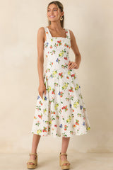 Sweet on Summer White Multi Cotton Fruit Print Midi Dress