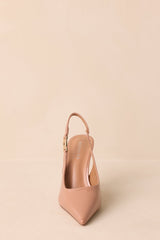 Have It All Light Mocha Patent Pointed Toe Slingback Heels