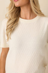 Always Charming Ivory Pointelle Knit Top