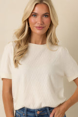 Always Charming Ivory Pointelle Knit Top