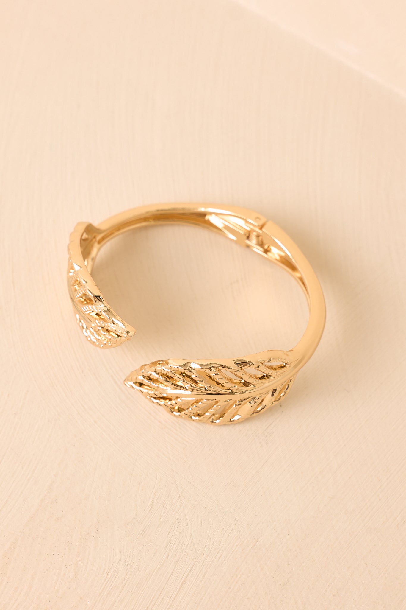 Leaf It Alone Gold Botanical Hinge Wrap Bracelet