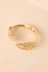 Leaf It Alone Gold Botanical Hinge Wrap Bracelet