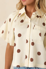 Dot Your Calendar Ivory & Brown Polka Dot Blouse