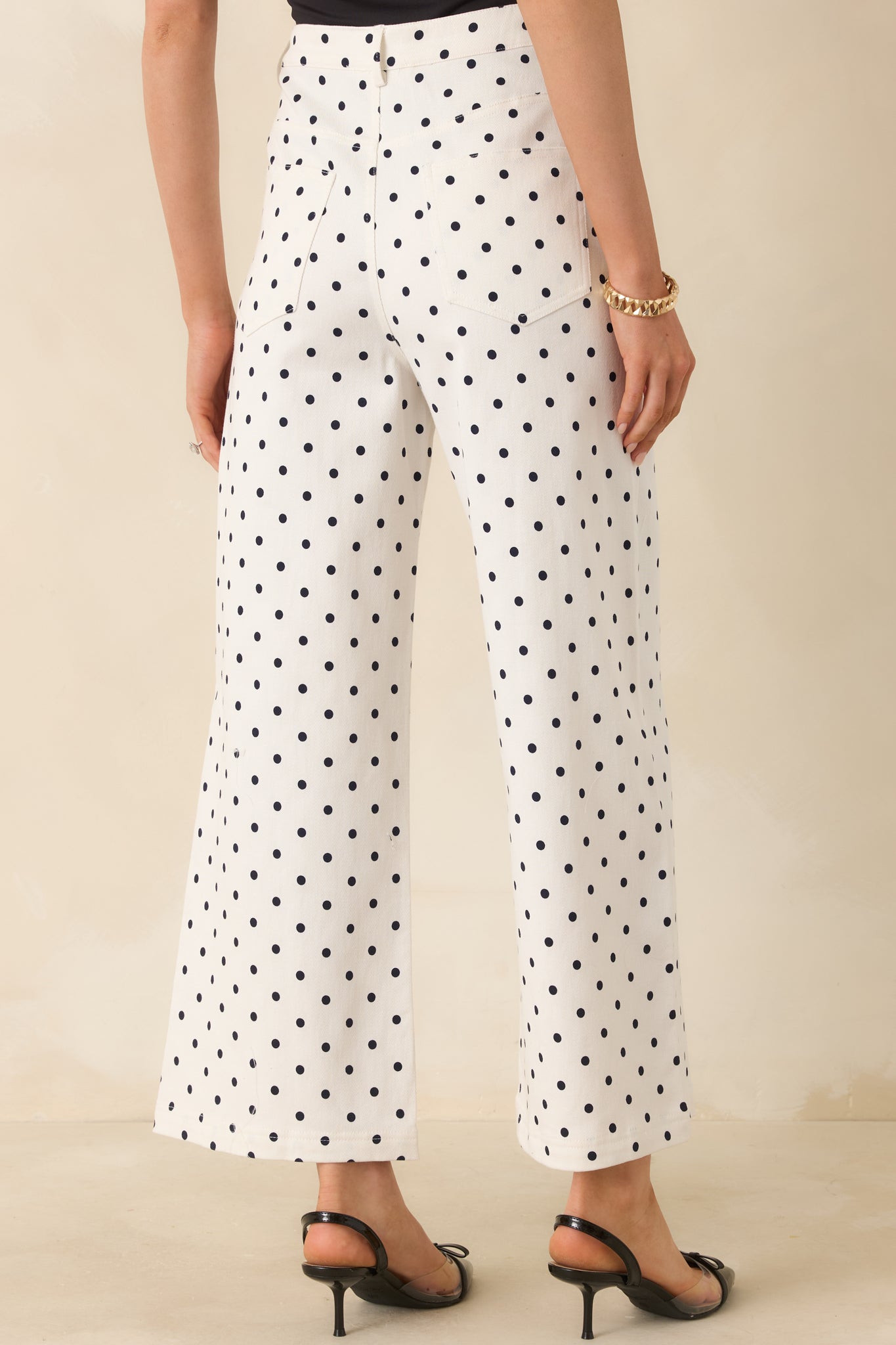 Feeling Spot On Ivory & Black Polka Dot Cotton Pants