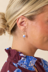 Timeless Charm White & Blue Porcelain Drop Earrings