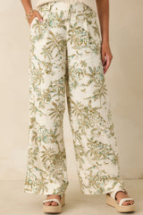 Z Supply Overlook Tiki Tide Light Beige & Green Linen Pant