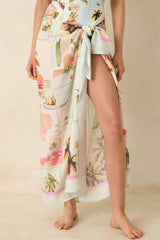 MINKPINK Dolce Multi Vintage Postcard Print Sarong