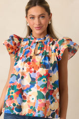 Prosperina Sarabeth Orange Multi Floral Print Cotton Top