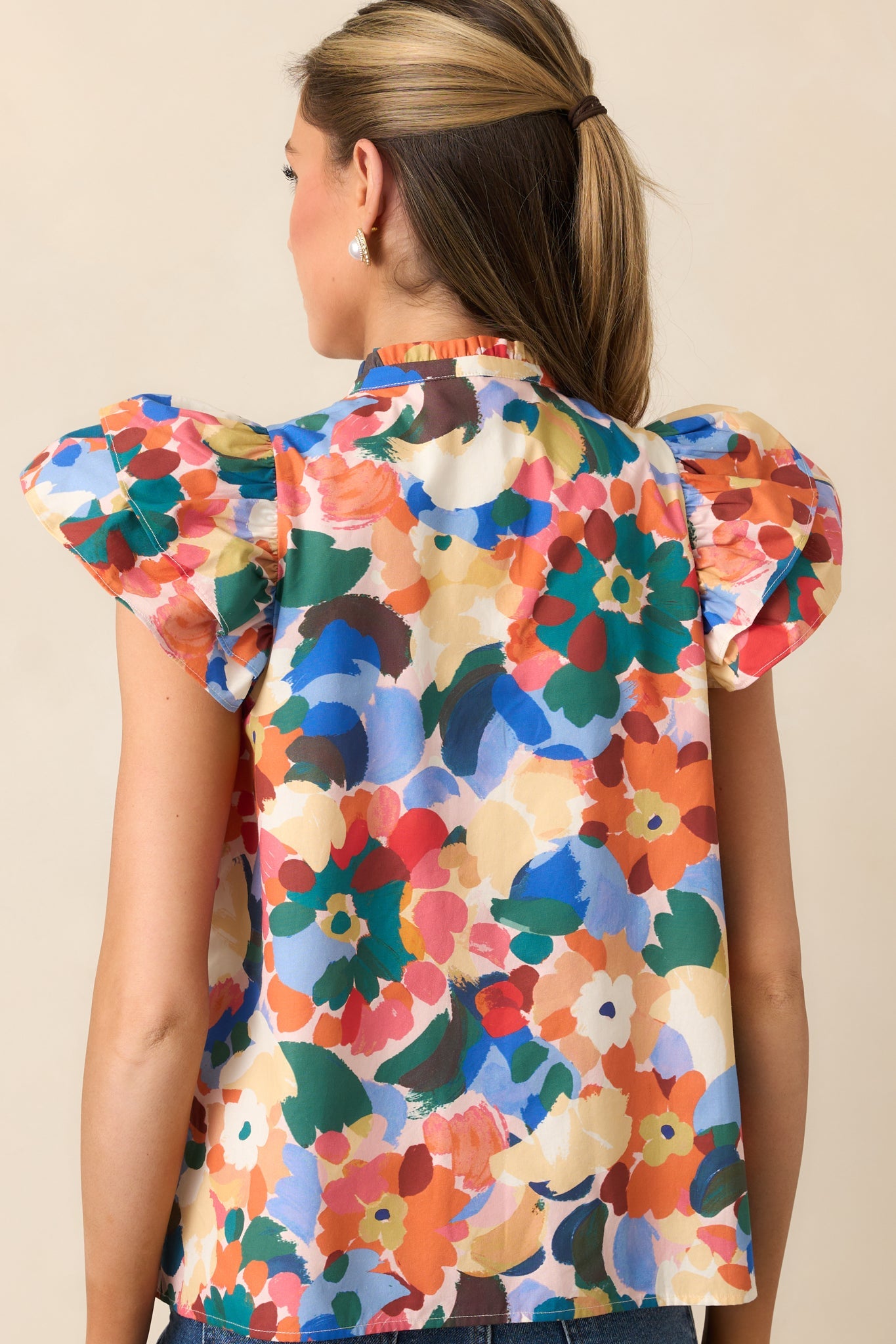 Prosperina Sarabeth Orange Multi Floral Print Cotton Top