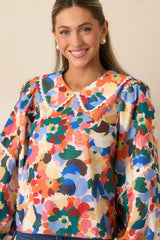 Prosperina Stowe Orange Multi Floral Print Cotton Top