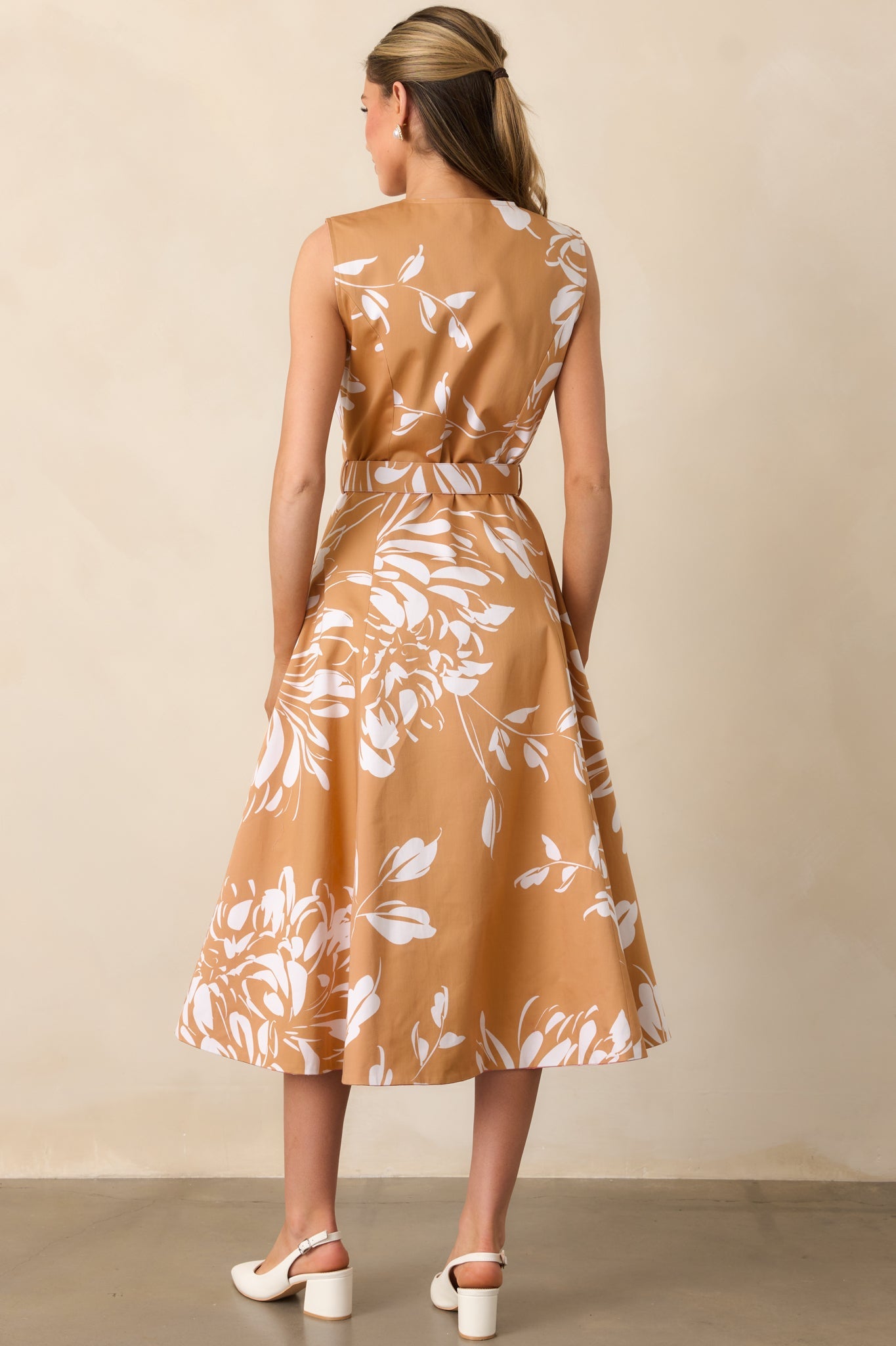 Prosperina Eliana Rose Pink Floral Print Cotton Reversible Midi Dress