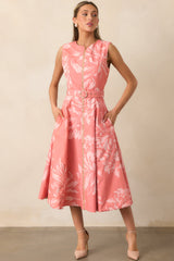 Prosperina Eliana Rose Pink Floral Print Cotton Reversible Midi Dress