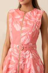 Prosperina Eliana Rose Pink Floral Print Cotton Reversible Midi Dress