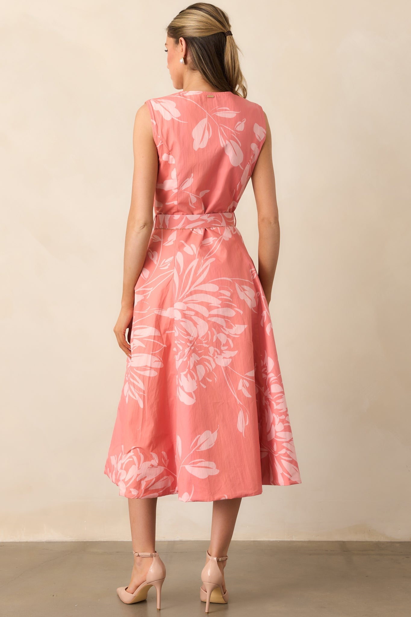 Prosperina Eliana Rose Pink Floral Print Cotton Reversible Midi Dress