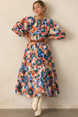 Prosperina Adelaide Orange Multi Floral Print Cotton Maxi Dress