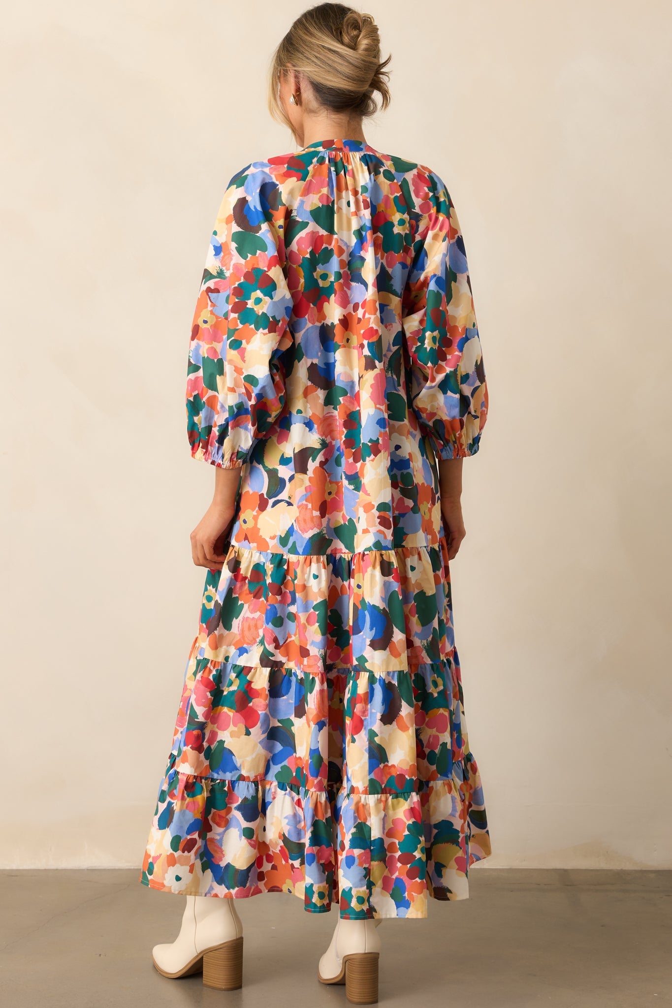 Prosperina Adelaide Orange Multi Floral Print Cotton Maxi Dress