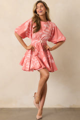 Prosperina Fallon Rose Pink Floral Print Cotton Swing Dress