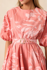 Prosperina Fallon Rose Pink Floral Print Cotton Swing Dress