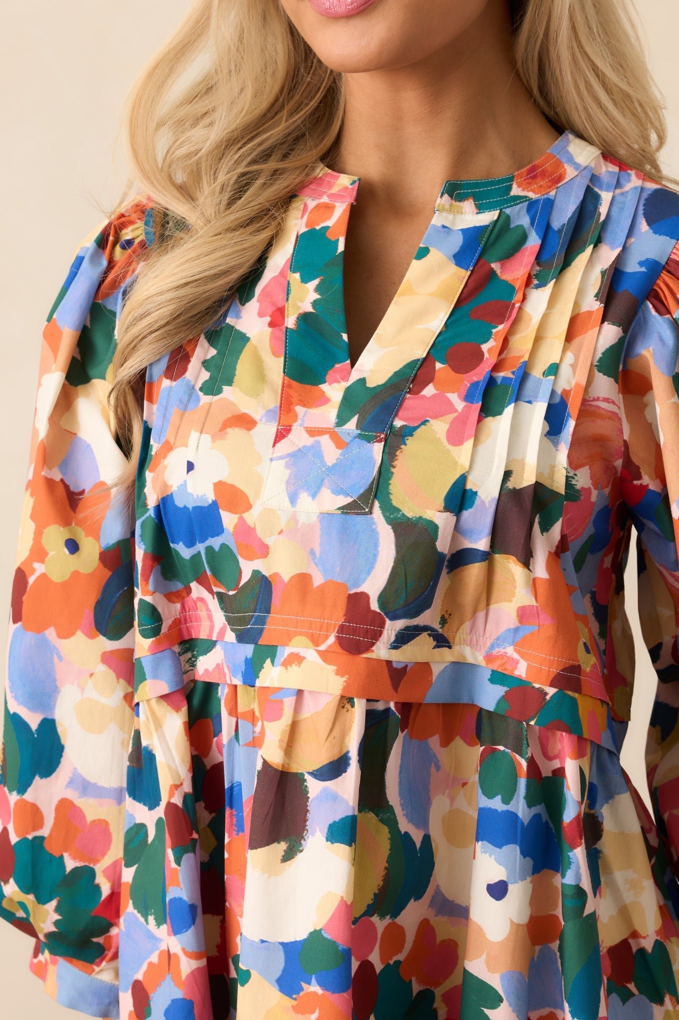 Prosperina Micah Orange Multi Floral Print Cotton Mini Dress