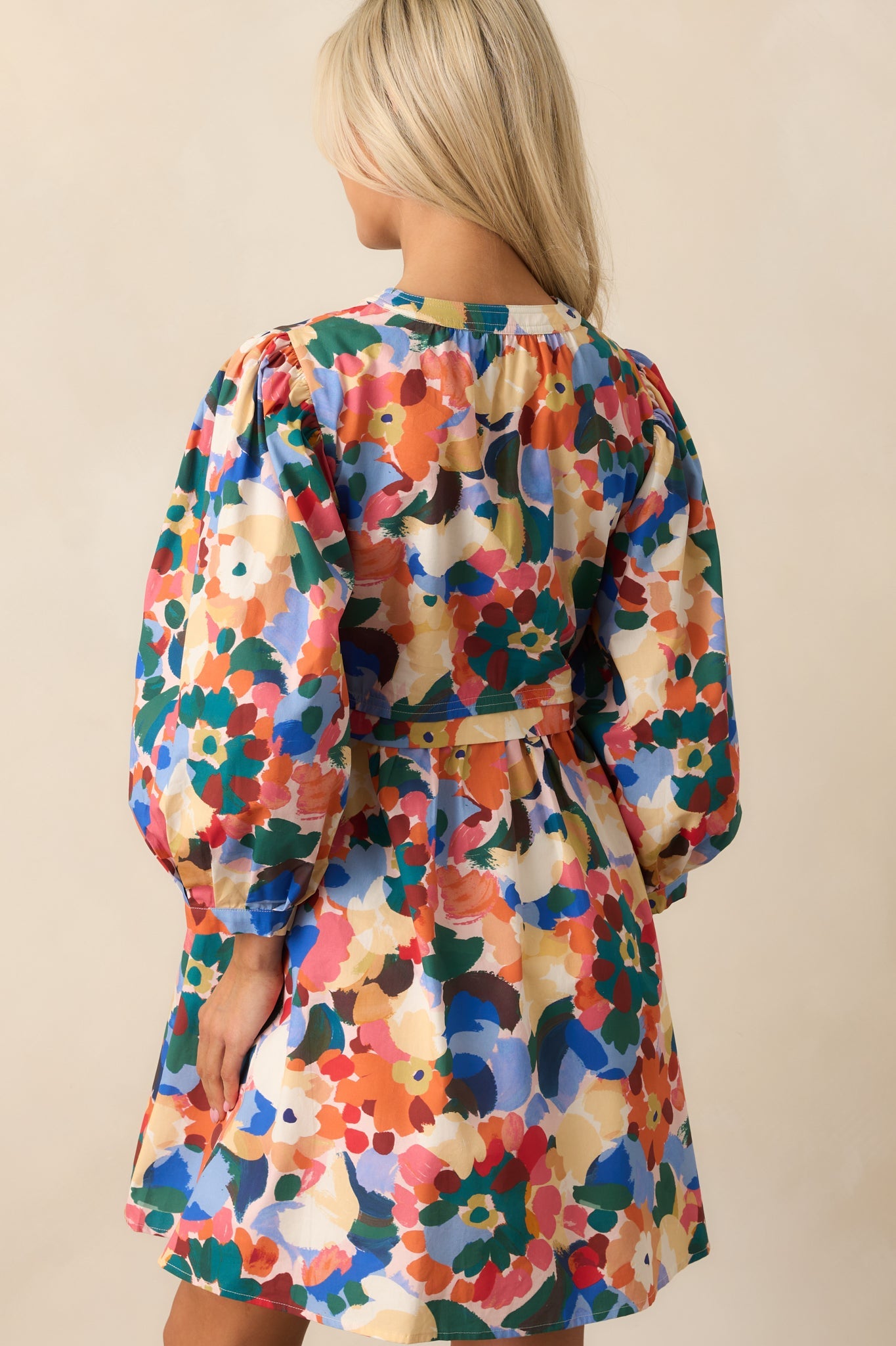 Prosperina Micah Orange Multi Floral Print Cotton Mini Dress
