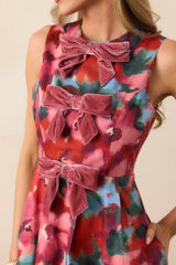 Prosperina Clara Pink Multi Floral Cotton Bow Mini Dress