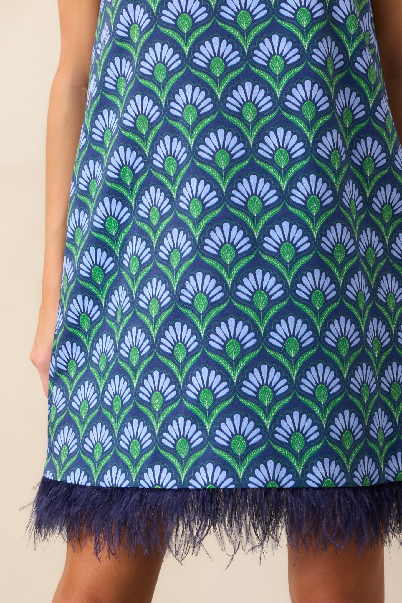 Prosperina Carlisle Blue Multi Geometric Print Cotton Shift Dress