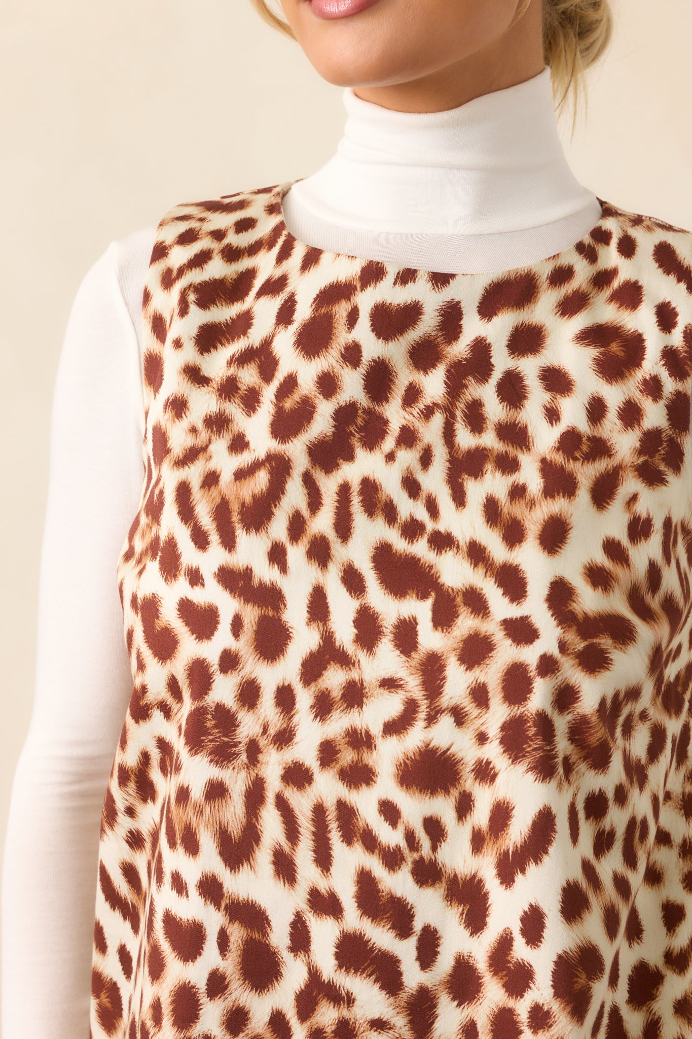 Prosperina Emily Brown Leopard Print Cotton Shift Dress